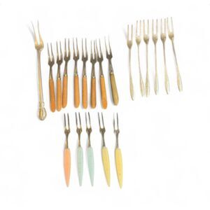 Vtg Cocktail Fork Lot Pickle Fork Mixed Set MCM Flatware Charcuterie Hostess